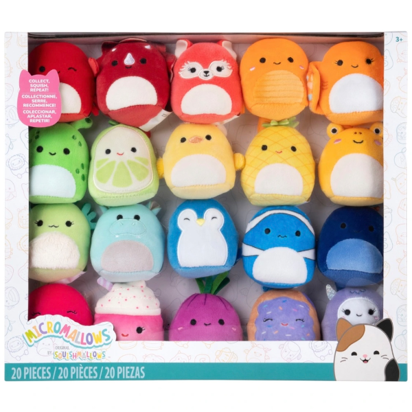 Squishmallows Originale Micromallows Play & Display Con 15 Mini Peluche Da 6,3 Cm, Personaggi Misti