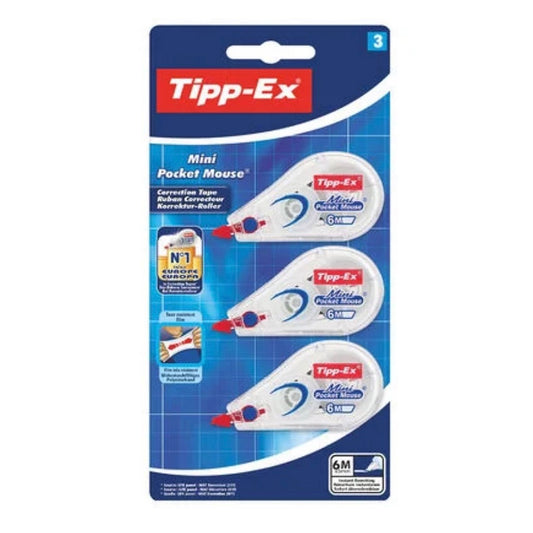 Tipp-Ex Mini Pocket Mouse Correction Tapes - Pack of 3 - 6m Each